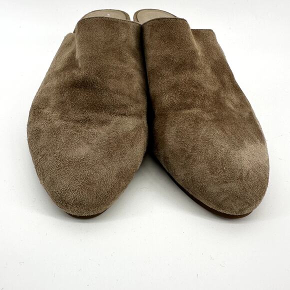 Eileen Fisher Suede Pointed Toe Mule Slip On Open Back Block Heel Tan 9 - Picture 4 of 7